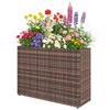 Raised Garden Bed with Adjustable Feet, Rattan Planter with Removable Insert for Patio and Balcony, Brown