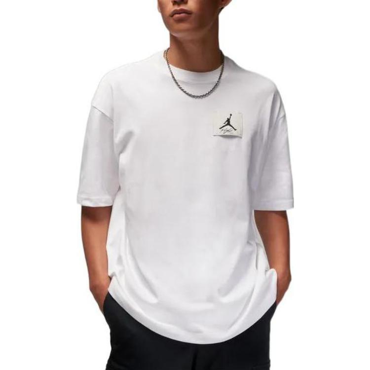 Jordan Flight Essentials однотонная футболка с логотипом свободного покроя с круглым вырезом и короткими рукавами, мужские топы, белые DZ7314-100