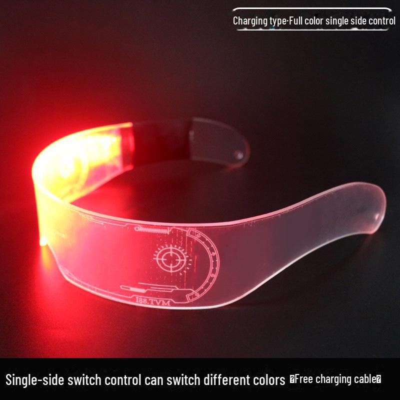 LED Colorful Punk Party Glasses: Cross-Mirror Luminous Festival Eyewear