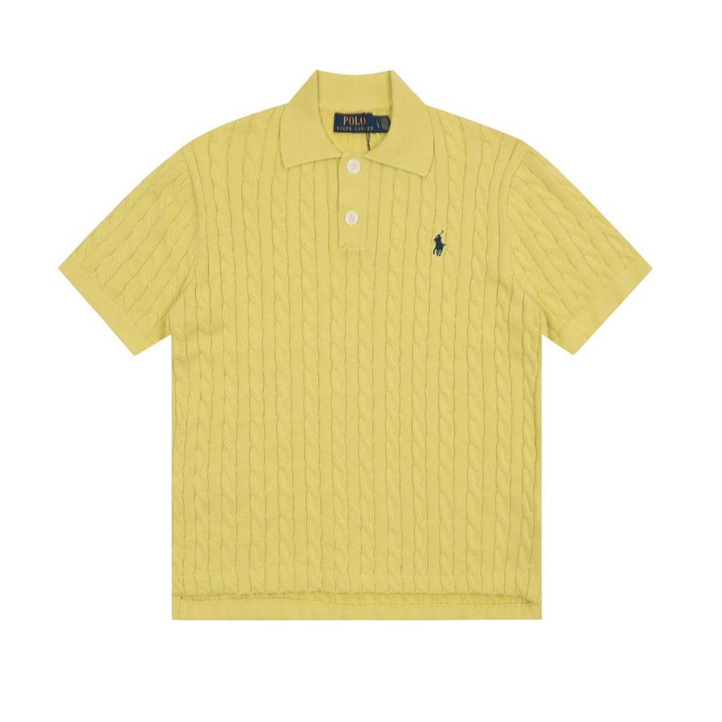 Высококачественный всесезонный классический универсальный вязаный кардиган 25SS с отложным воротником, на двух пуговицах, с вышивкой маленькой лошади, с коротким рукавом