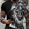 Новая летняя мужская модная футболка с принтом животного льва, мужская футболка, топ