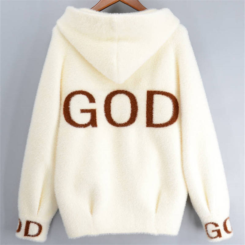 Oversize Plus Velvet Winter Imaction Норка Флис Новые толстовки Harajuku Пальто Женские толстовки Корейский стиль Свободный кардиган Топы