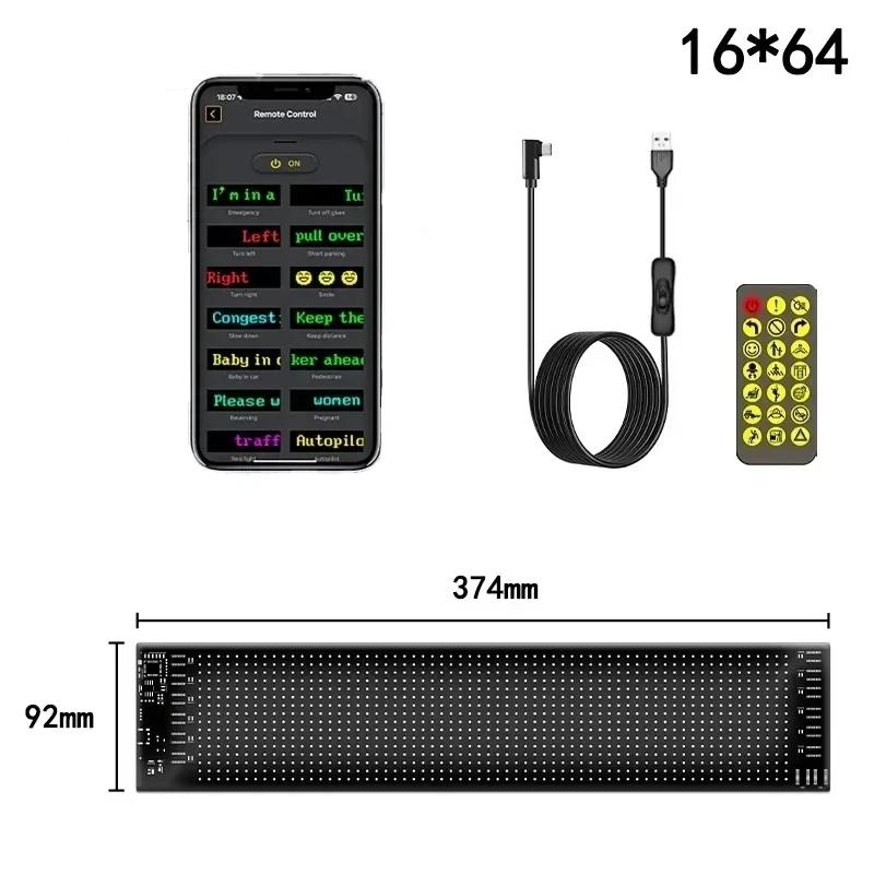 Гибкая светодиодная матричная пиксельная панель USB DIY Программируемый RGB Анимационный дисплей Bluetooth APP Рекламная вывеска для заднего стекла автомобиля