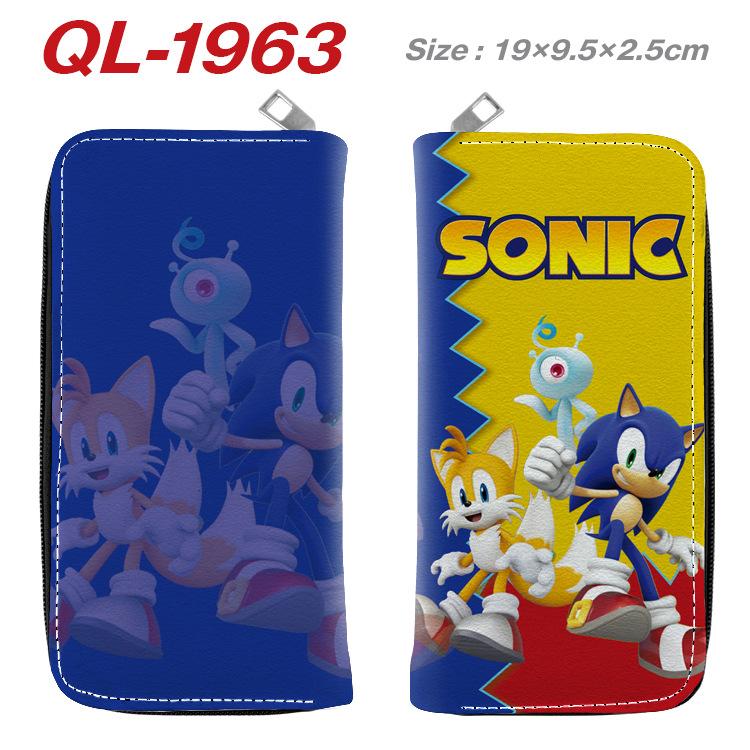 Sonic PU Zip Long Wallet Anime Hedgehog Handbag Clutch Card Holder Coin Purse Blue 1pcs