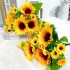 Искусственные цветы Подсолнухи Искусственные цветы Подсолнухи Шелковые цветы 7 Подсолнухов Свадебная фотография Домашний декор Букет Оптовая продажа
