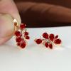 Exquisite Rainbow Flower Earrings for Women Gold Color Bridal Earrings MultiColor Zirconia Stone Earrings Gifts