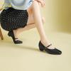 2026 new top layer cowhide women's single shoes, mid heel comfortable commuting shoes, shallow mouth women's single shoes, buckle women's shoes