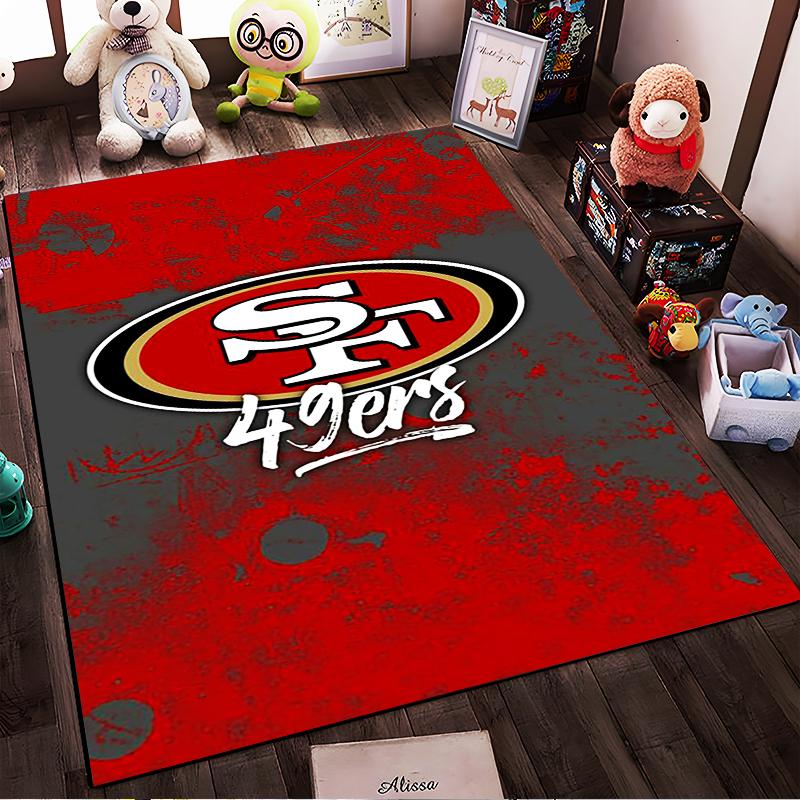 Red and Gray SF 49ers Logo Rug Design Non-slip rug suitable for living room and bedroom sofas.