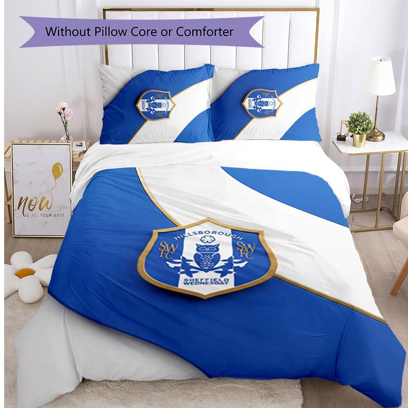 Sheffield Wednesday Football Printed 3 Pieces Bedding Set, Comfortable Skin Friendly Bedroom Duvet Cover Set