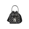 Серия Monogram Винтажный Цветочный Принт Логотип Буквой NY Yankees Полиэстер Сумка-Ведро Унисекс Черный 3ABMS012N-50BKS