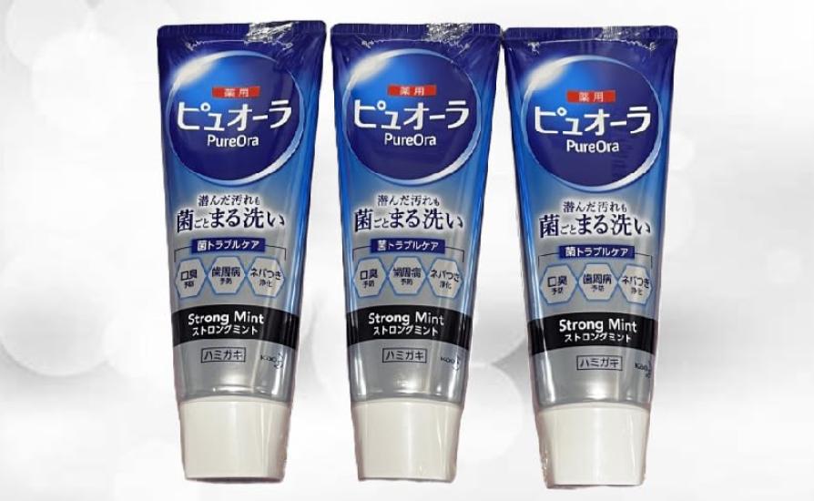 Pyuora Strong Mint Toothpaste 115g x 3-pack for cleaning teeth and mouth