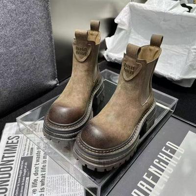 Классические универсальные ботильоны-сигареты для женщин 2025 новые ботильоны на толстой подошве в британском стиле, европейские ботинки челси для женщин