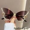 New Luxury Rimless Anti Blue Light Butterfly Sunglasses Ladies Fashion Unique Outdoor Eye Protection Eyewear Diamond Goggles