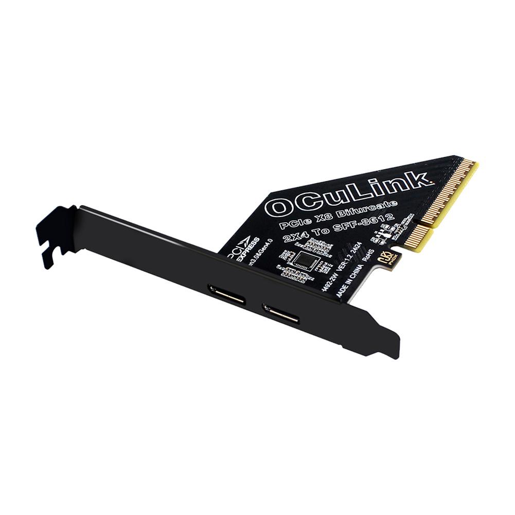 PCIeX8 To 2 Port Oculink SFF 8611 & 8612 Adapter Card Expansion Card PCIE External Oculink Adapter for  Os /Windows / Linux