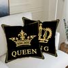 Черный и Золотой Король и Королева Буквы Квадратный Декор для Дома и Офиса Наволочка Подушка Мягкий и Невыцветающий
