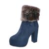 Winter Women High Heels Boots Fur Warm Shoes Fashion Boots for Women Winter High Heels Super Square High Heel 10cm Women Boots