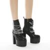 Большие размеры 35-42 осень-зима готические женские ботильоны модные металлические цепи искусственная кожа женские короткие ботинки панк-стиль женская обувь