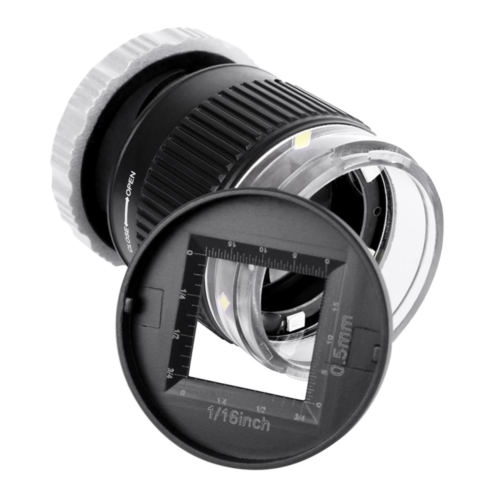 Светодиодная масштабная лупа, 30-кратная лупа с регулируемым увеличением, металлическое зеркало цилиндрического типа с маленькой шкалой