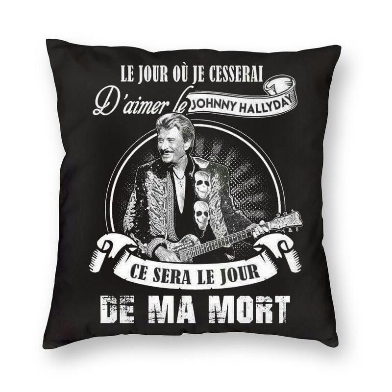 Rock Johnny Hallyday Cushion Covers Sofa Home Decor French Singer Music Square Throw Pillow Cover 45x45cm Decorative Pillowcases