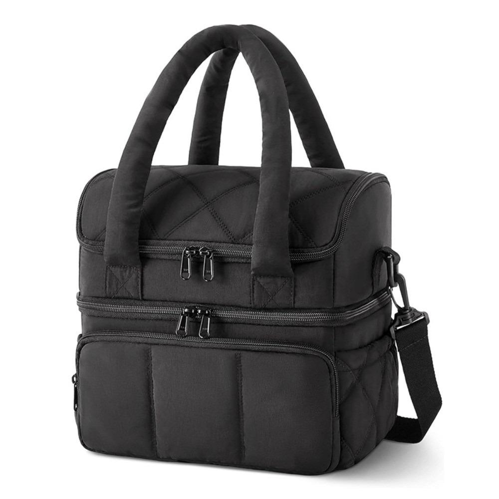 Portable Tumbler Compartment Lunch Bag Thickened Double Layer Picnic Bag Heat Preservation Large Capacity Cooler Bag Daily Use