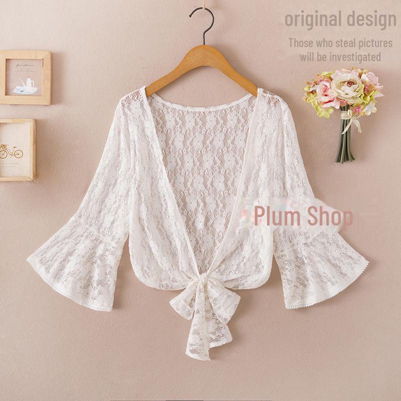 Женская летняя шифоновая куртка-шаль с защитой от солнца 2024 года — короткий рукав, легкий кардиган, универсальный жилет.