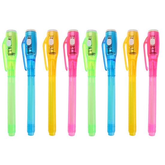 2 шт., ручки с невидимыми чернилами и УФ-светом, креативное письмо, забавный маркер для секретных сообщений, волшебная чернильная ручка, детские принадлежности