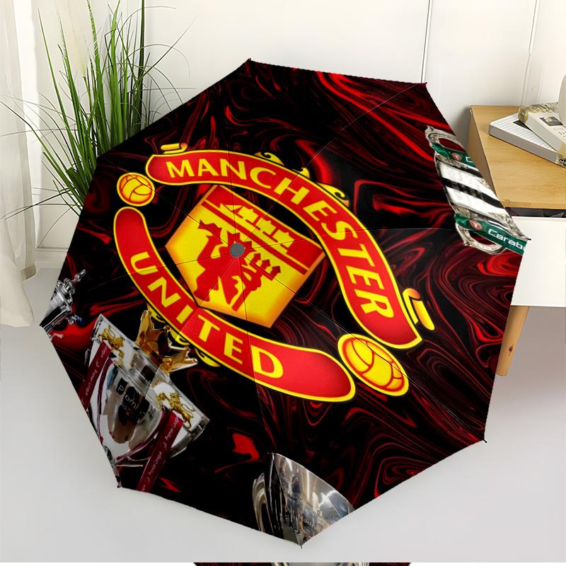 Football United F.C Print Automatic Open Close Umbrella, Portable Foldable Umbrella, for Outdoor Commute Camping Trip, Ideal Birthday Gift