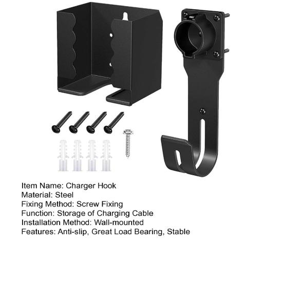 Держатель зарядного устройства для электромобилей Настенное крепление Настенное перфорирование с винтами Противоскользящая защита Вилка Держатель кабеля зарядного устройства Кронштейн Держатель зарядного устройства для электромобилей
