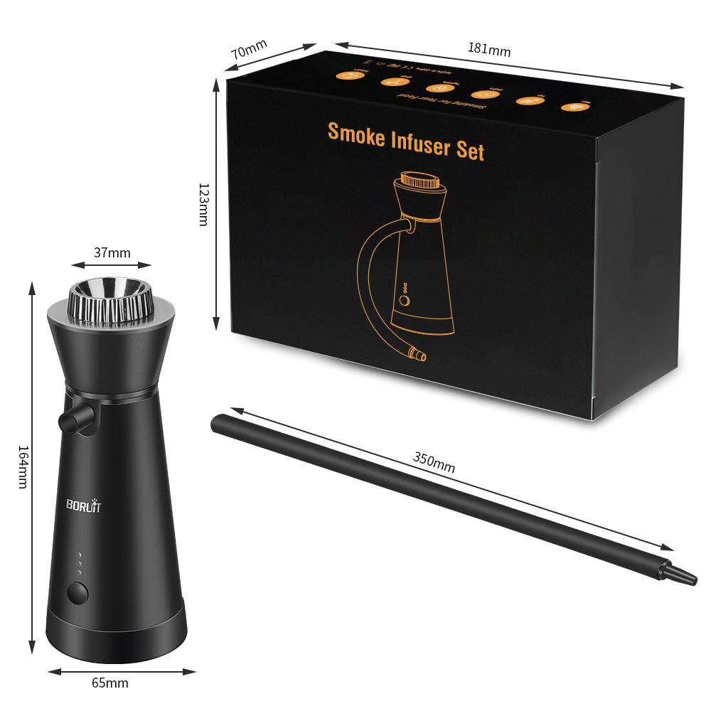 BORUiT Smoke Infuser Food Drink Холодный генератор дыма Бар Портативная молекулярная кухня Коптильный пистолет Мясо Сжигание Приготовление пищи для барбекю Еда