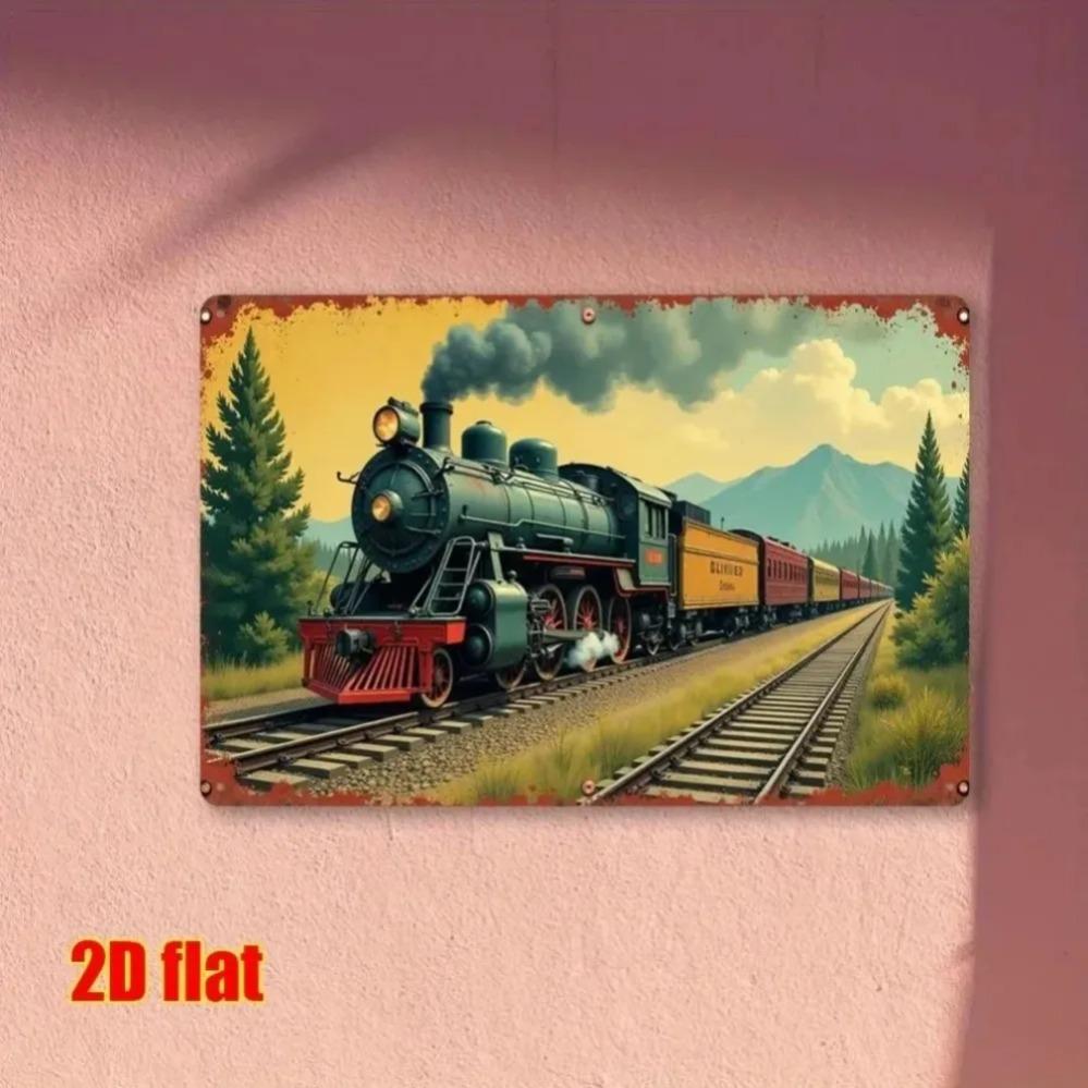 Винтажная металлическая табличка Southern Railroad - 2D Рустикальное искусство с поездом и горами для декора дома и гостиной