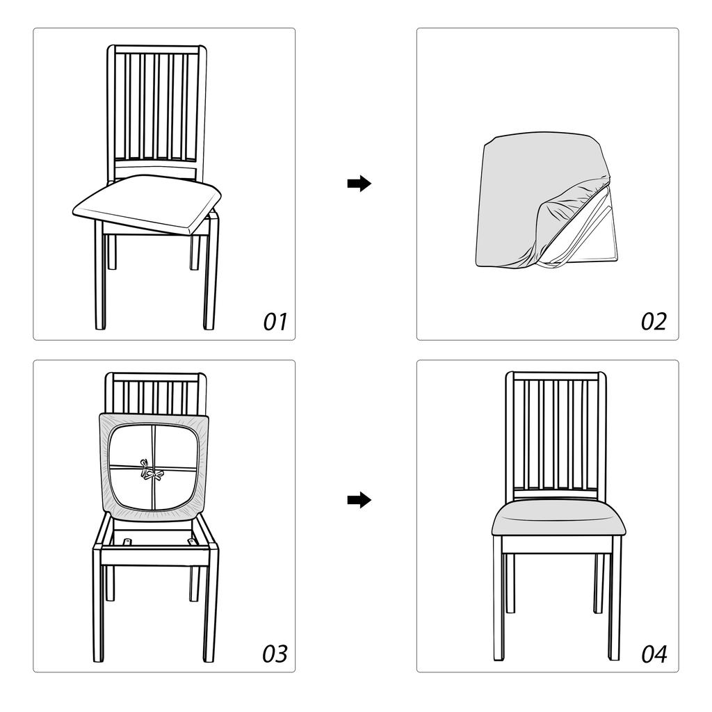 Seat Cover For Chair Seat Smooth Elastic Light Gray