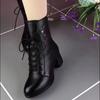 New Soft Leather Thickened White Hair Warm Martin Boots Pointed Thick Heel Temperament Versatile Comfortable Cotton Boots Women