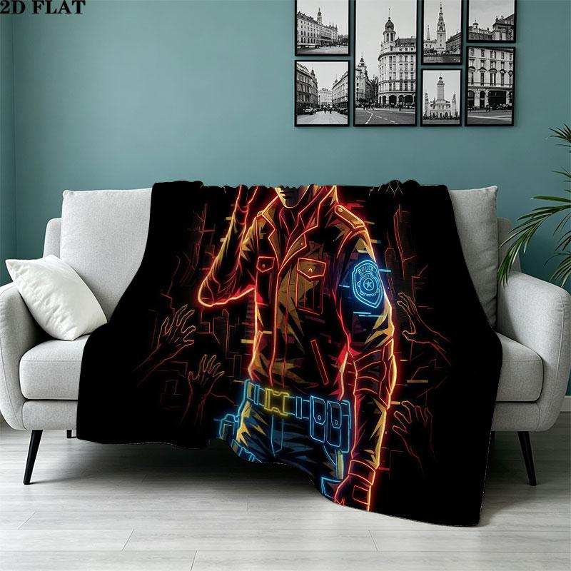 1PC Resident Evil Patterned Flannel Blanket Suitable For All Seasons For Home Decor Warmth And Comfort Gifts Holiday Present