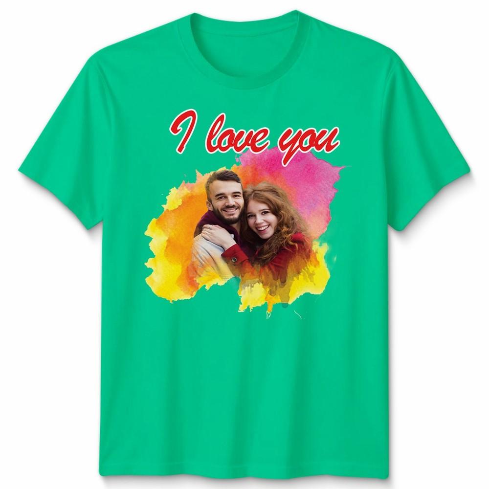 Custom Photo Personalised I Love You Couple Unisex Tshirt Valentines Gift