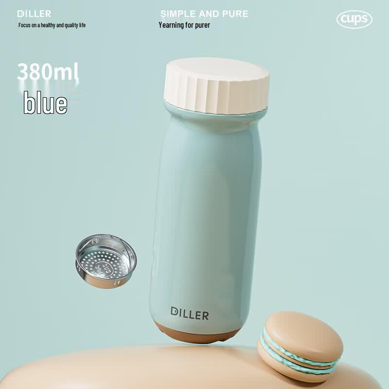 Термобутылка Diller Macaron Color-Block 380 мл с ситечком для чая