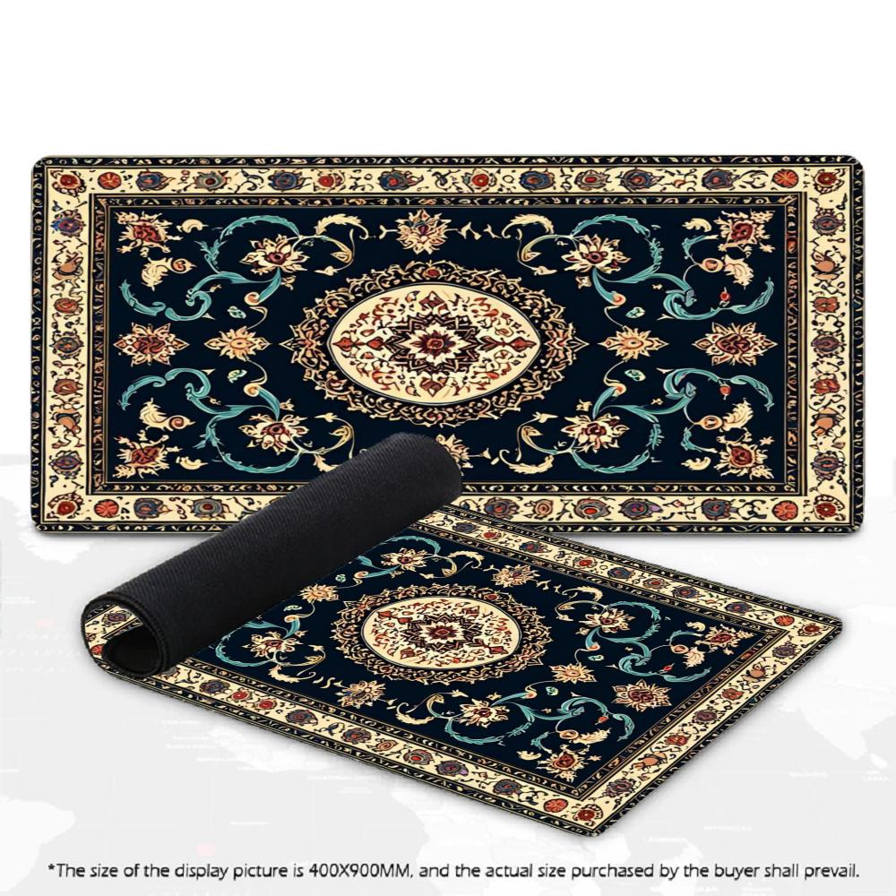 XXL Persian Traditional Rug Floral Large Mousepad Vintage Oriental Pattern Deskmat Non-Slip Rubber Gaming Pc Keyboard Gamer Mats