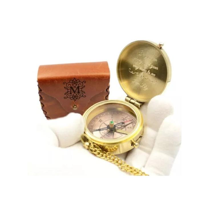Compass with Engraving Leather Case Personalized Compass GiftF For Love
