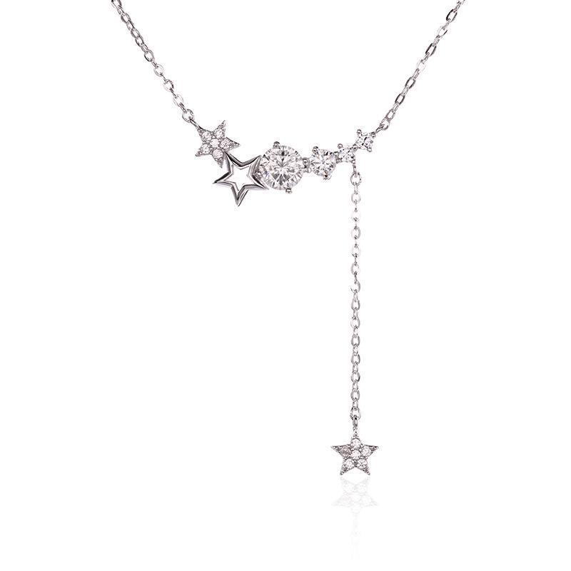 Sterling Silver Moissanite Star Necklace - Luxury Versatile Fashion Clavicle Chain