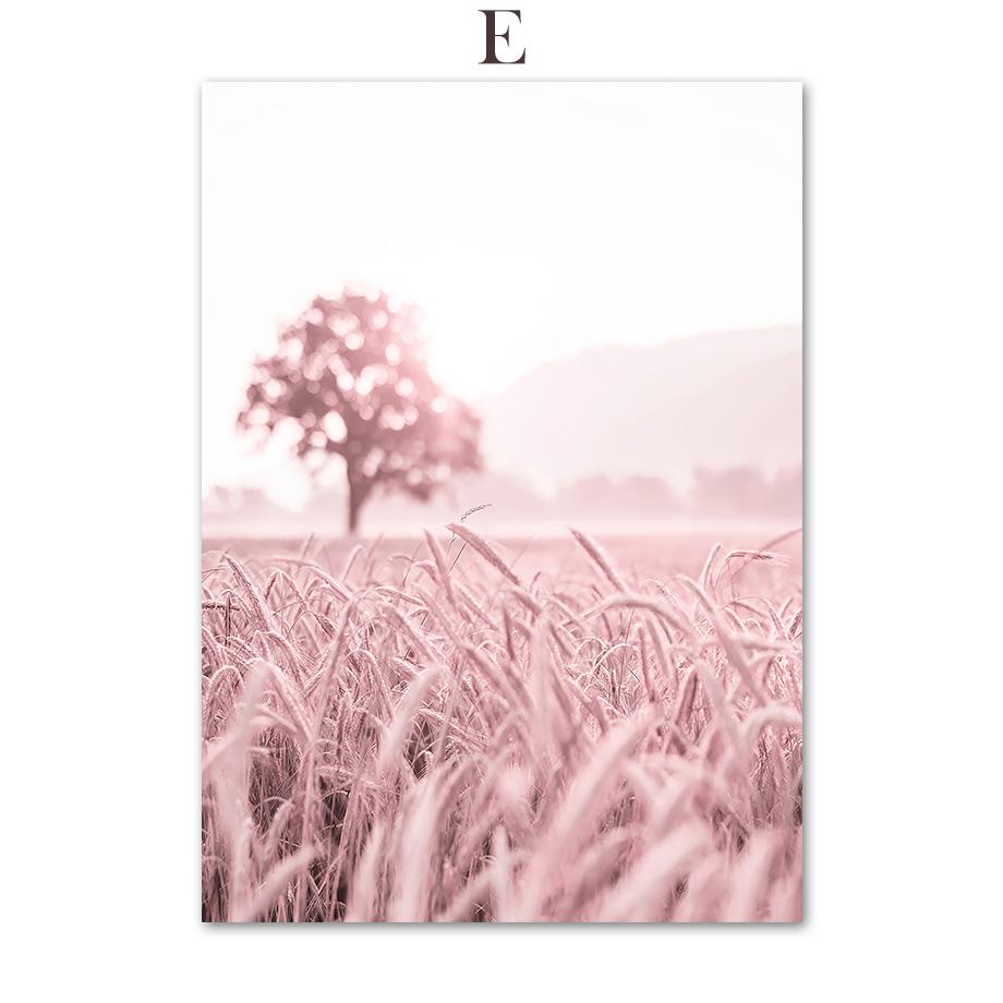 Розовый пион, озеро, велосипед, дерево, восход солнца, цветочный настенный художественный холст, картина, плакаты на скандинавскую тему и принты, настенные панно для декора гостиной