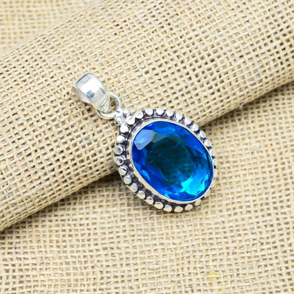 Ювелирные изделия ручной работы с голубым топазом из стерлингового серебра 925 пробы, ожерелье с подвеской в подарок маме