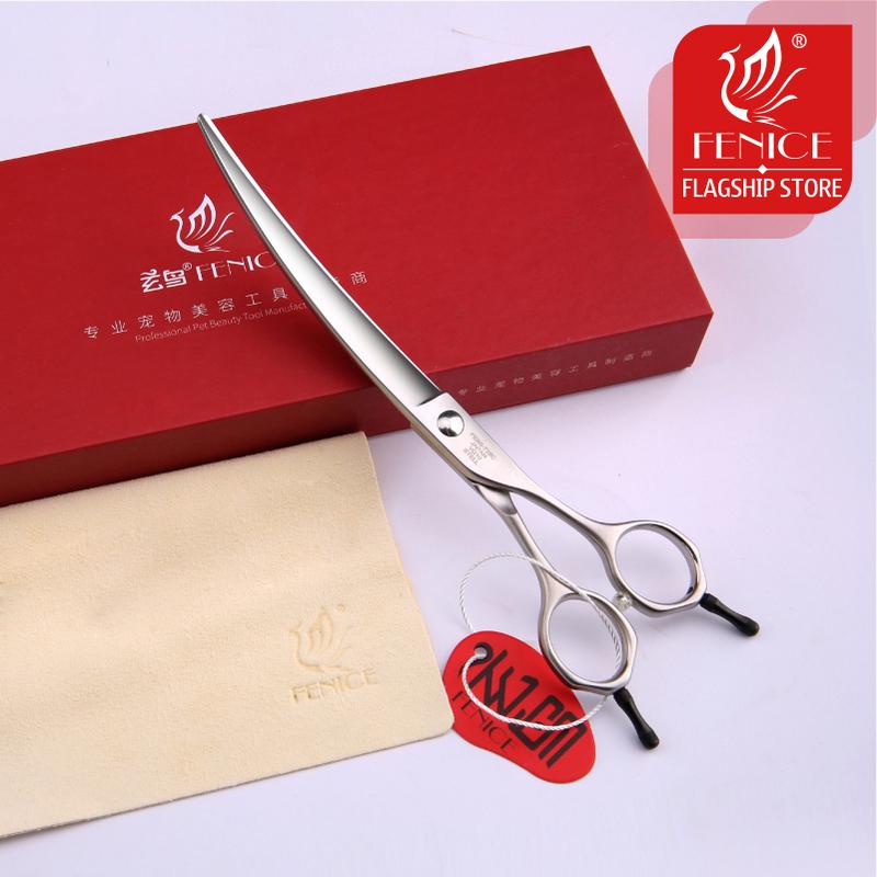 Fenice Professional Dog Grooming Curved Scissors VG10 Stainless Steel Shears for Pet Groom Super Curve Scissor