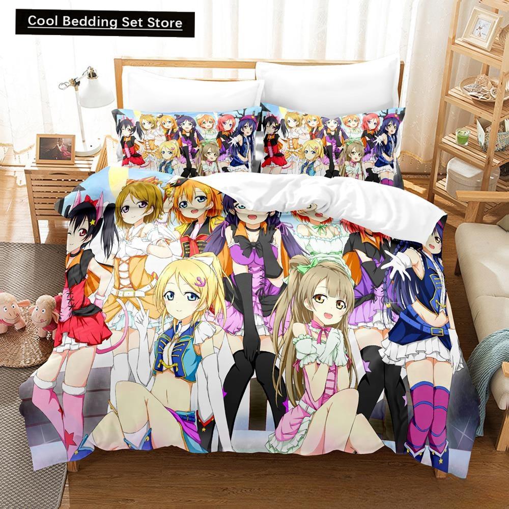 Мода 2025 Новая Каваии Love Live! Комплект постельного белья Мультяшный Аниме трехпредметный комплект Взрослый Детский Спальня Пододеяльник Комплекты Домашний Текстиль