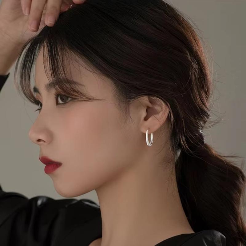925 Silver Korean Round Earrings Simple Temperament Exquisite Semale Sexy Jewelry Gift