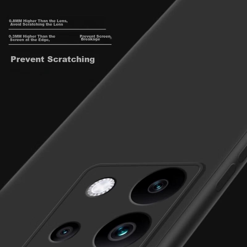 Phone Case for Redmi Note 13, Full Coverage Frosted Soft Anti-Drop Protective Cover - Matte Black