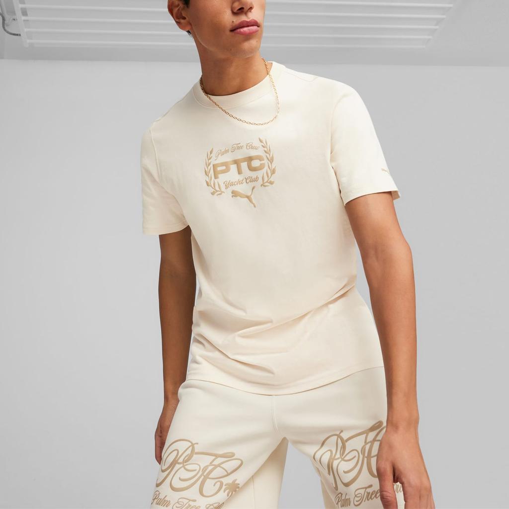 Puma X Palm Tree Crew Letter Print Casual Pullover Short Sleeve T Shirt Men Tops Off-White 624726-87