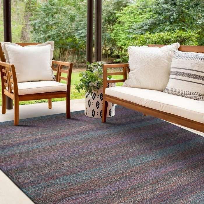 Living Room Rug Blue Lines Patterns 200x290