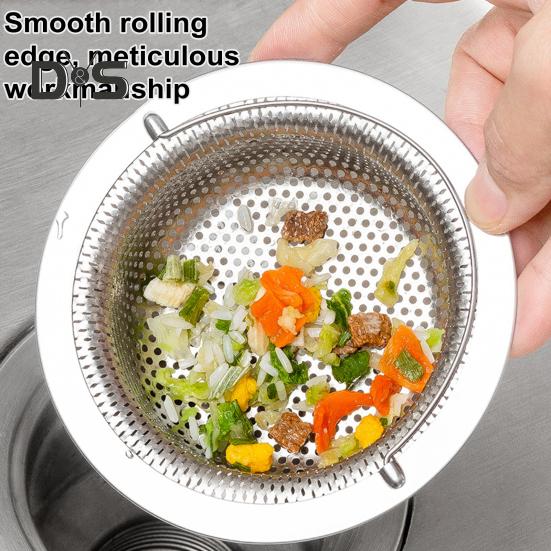 Фильтр для кухонной мойки из нержавеющей стали, большой держатель для пищевых отходов, мелкая сетка, не засоряющаяся сливная корзина, легко поднимаемая ручка, прочный канализационный фильтр