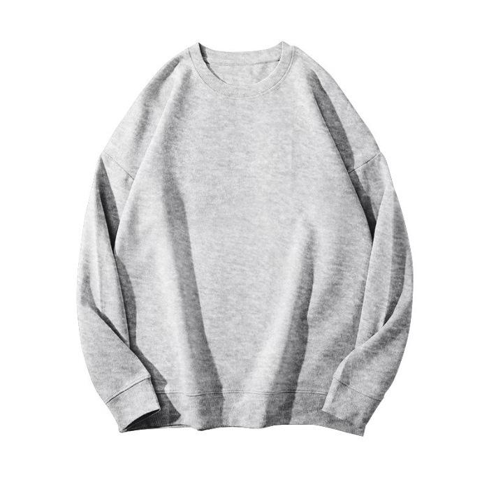 Women's Long Sleeve Sweatshirt Crew Neck Casual Pullover Top Solid Color Loose Fit 320G Heavyweight Sweatshirt
