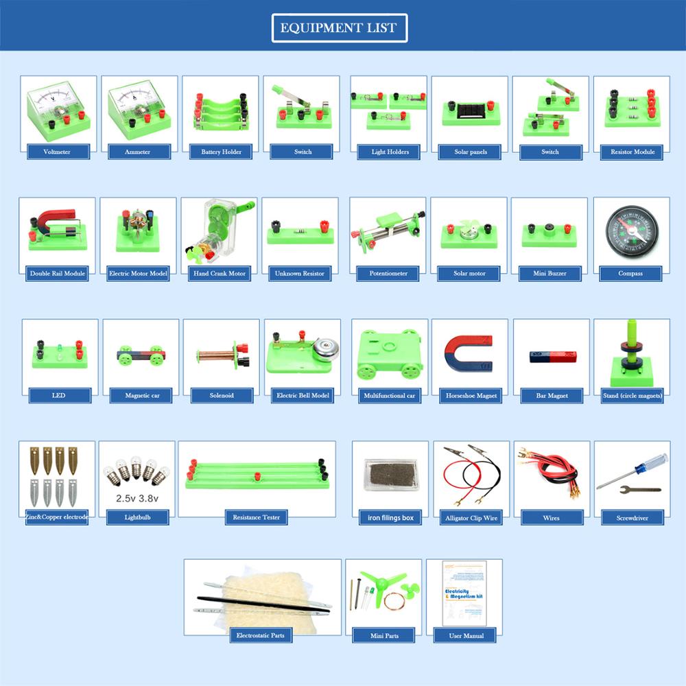 School Physics Labs Basic Electricity Discovery Circuit and Magnetism Experiment Kits for Junior Senior High