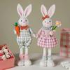 Easter Cute Rabbit Decorations Statues Easter Adjustable Resin Rabbit Decorations Easter Long-Legged Bunny Cartoon Doll Statue